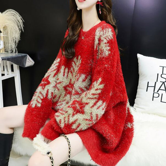 【tops】大人可愛いスウィートクリスマスニットセーター付き3色
