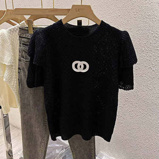 【tops】半袖ニットトップス　M21883