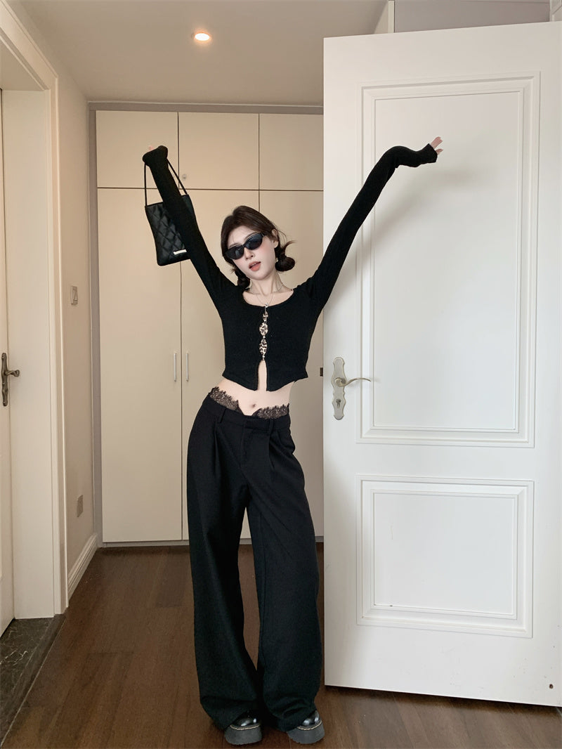 【Tops】フェイクレイヤードニット　W14310