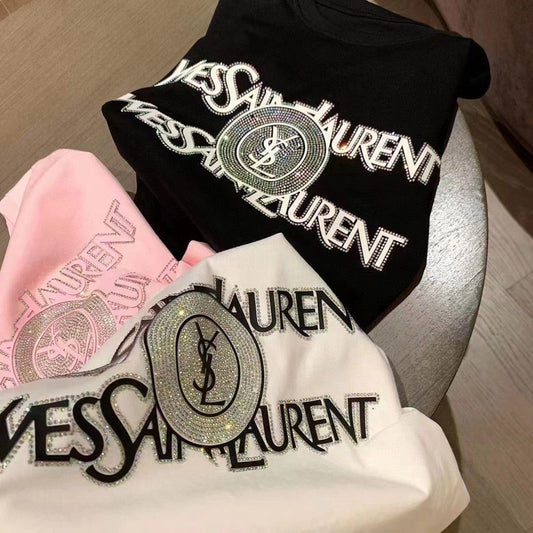 【Tops】ラインストーンTシャツ T01624