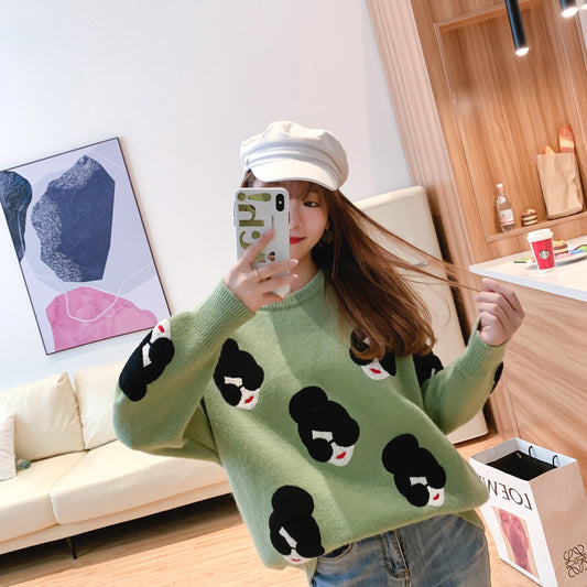 【tops】好感度UPスウィートニットセーター韓国系着心地良い5色