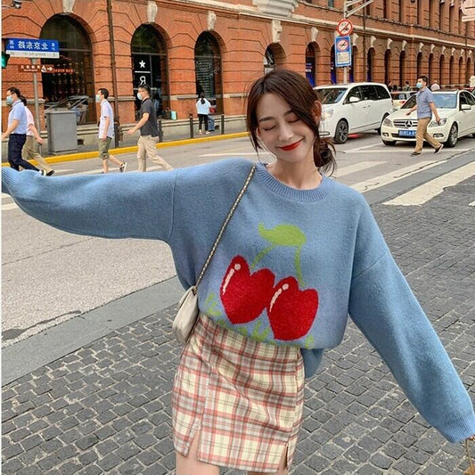 【tops】ファッションend清新！カートゥーンニットセーター付き3色