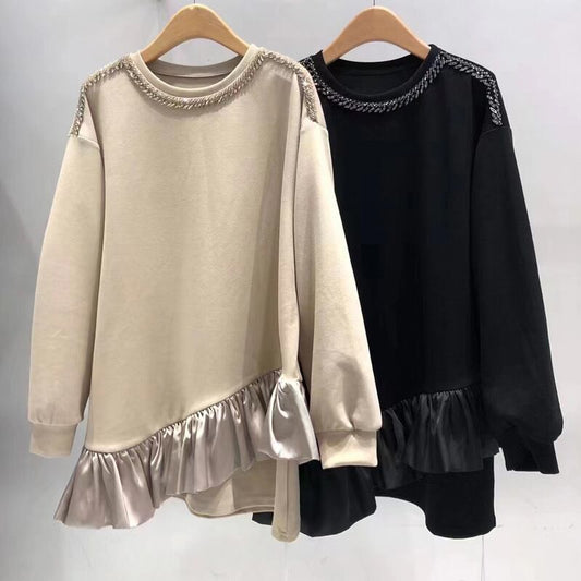 【tops】ラウンドネックペプラムスウェットF6935