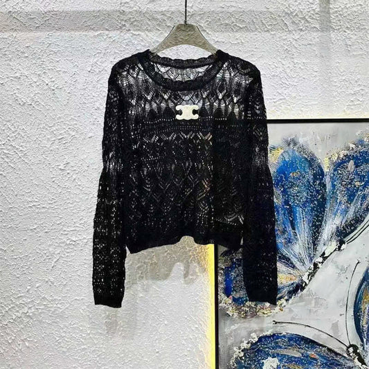 【Tops】2色展開透け感ニット   W13339