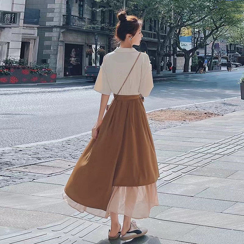 【Dress】切り替えデザインシャツワンピース　W10848