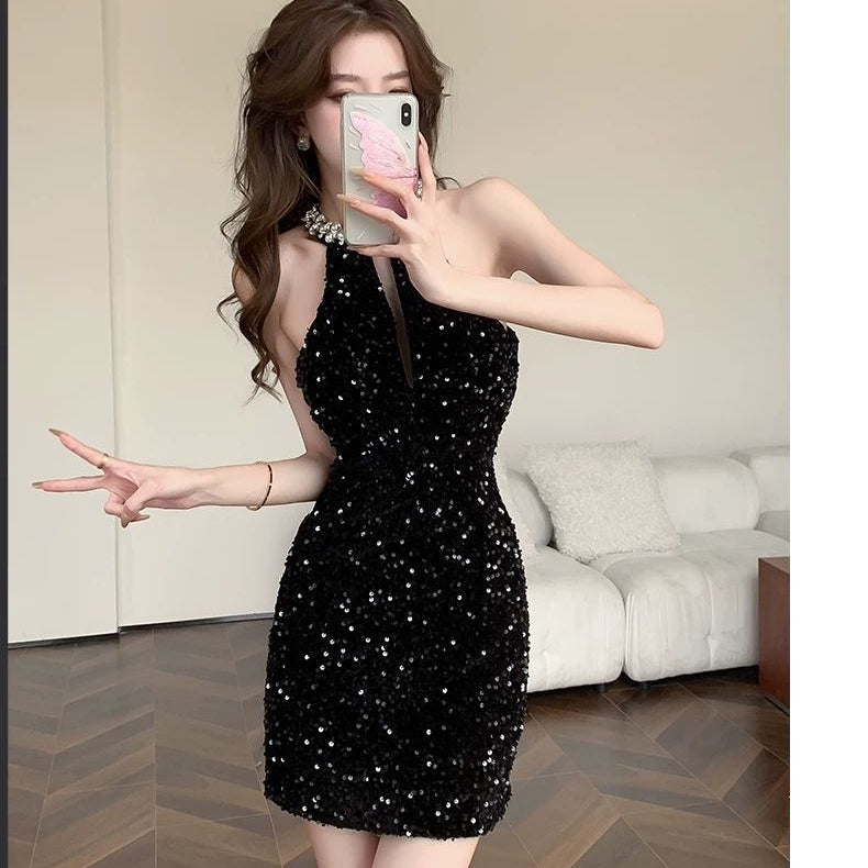 【Dress】キラキラホルターネックドレス T01451