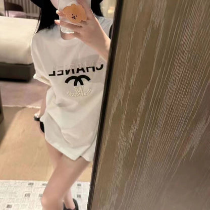 【Tops】パール切り替えTシャツ T01631