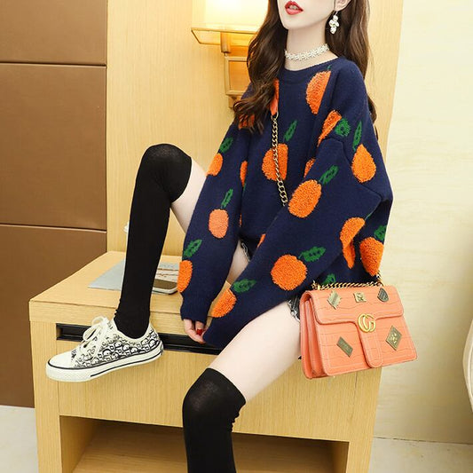 【tops】美人度アップスウィートカラーマッチングニットセーター2色