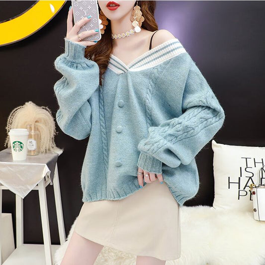 【tops】超人気Vネック清新気質アップカジュアルセーター3色