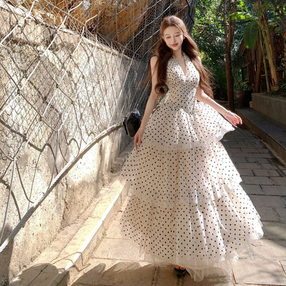 【Dress】ホルターネックドット柄ワンピース　M29722