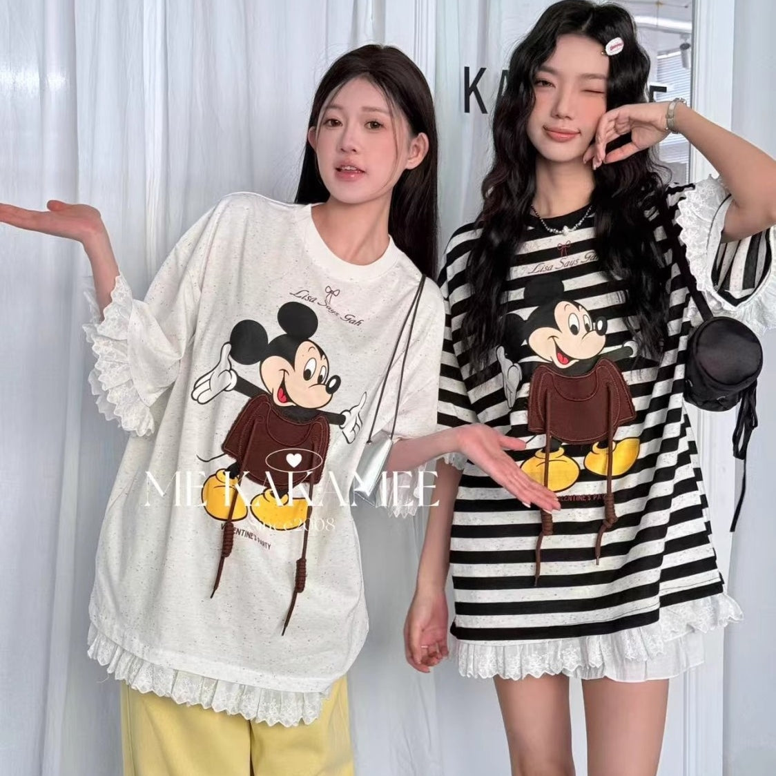 【Tops】キャラクターレースTシャツ T01354