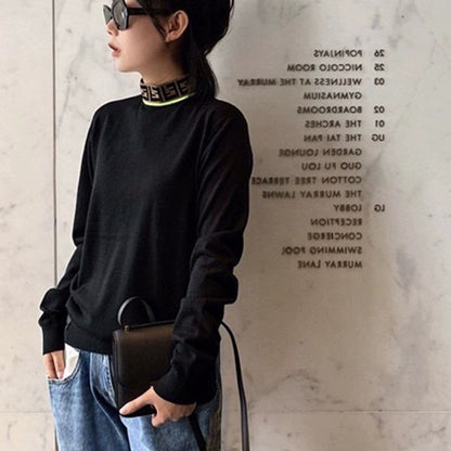 【Tops】2色展開配色ニット　Ｗ14692