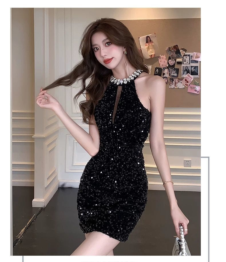 【Dress】キラキラホルターネックドレス T01451