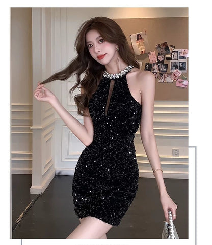 【Dress】キラキラホルターネックドレス T01451