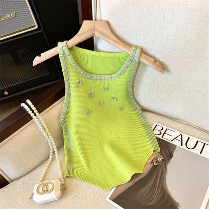 【Tops】ダイヤモンド蝶々タンクトップ T01423