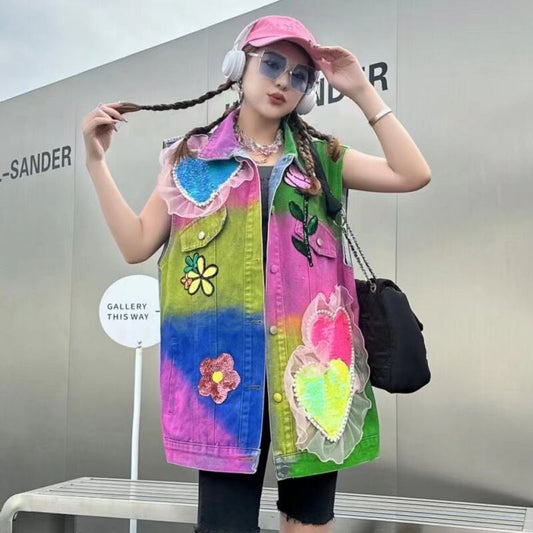 【outer】落書きデニムジレ　M21369