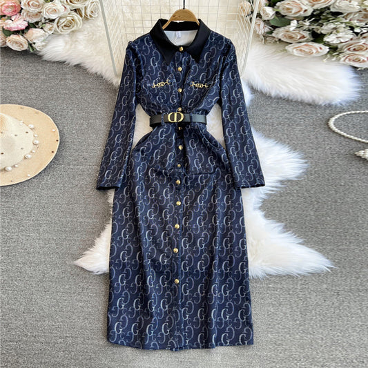 【Dress】長袖シャツワンピース　 W14103