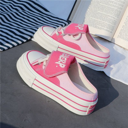 【Shoes】厚底スリッポンキャンバスシューズ T01589