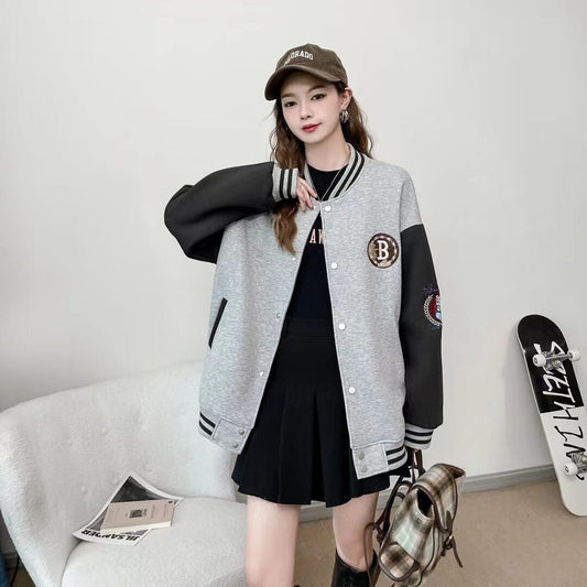 【outer】ロゴ刺繍スタジャンジャケット　Z6673