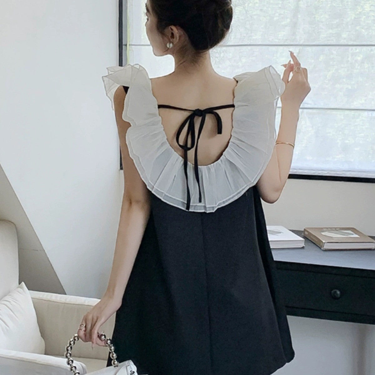 【Dress】バックレス ベビードールワンピース T01856