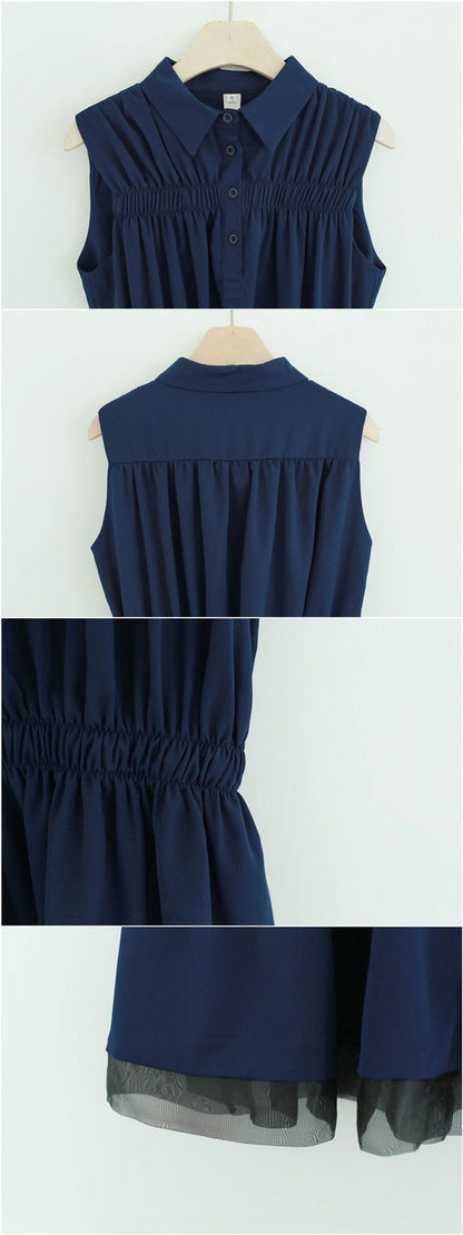 【Dress】高見え効果～レディース定番シンプル着痩せノースリーブシャツワンピース　Z-5239