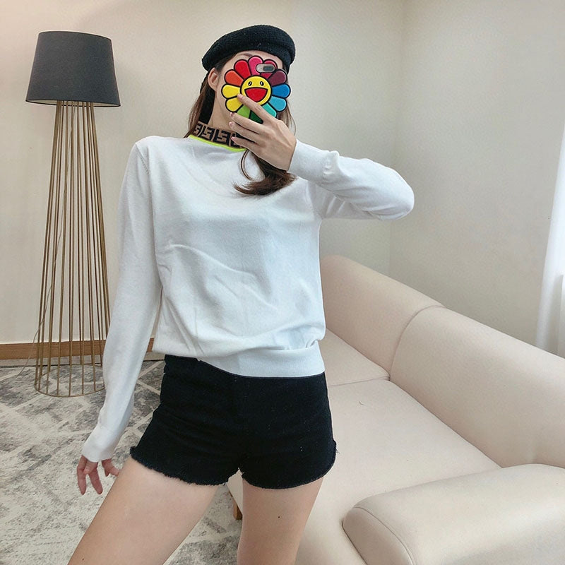 【Tops】2色展開配色ニット　Ｗ14692