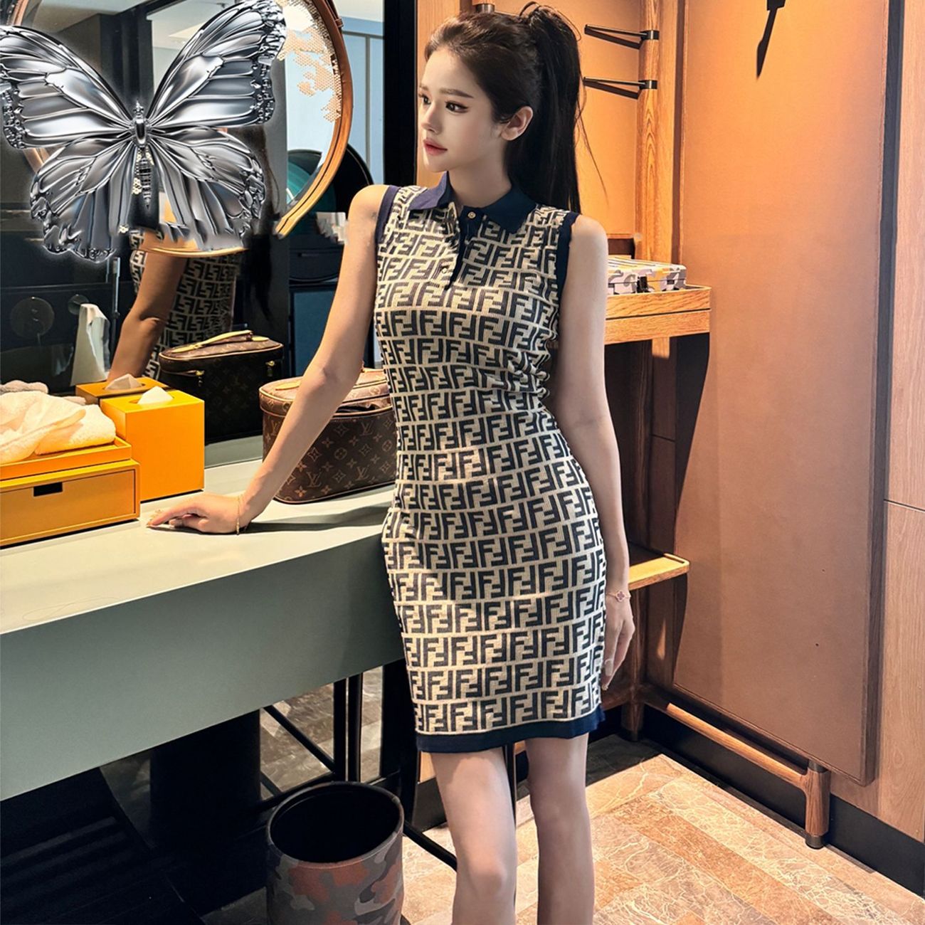 【Dress】ノースリーブワンピース T01706