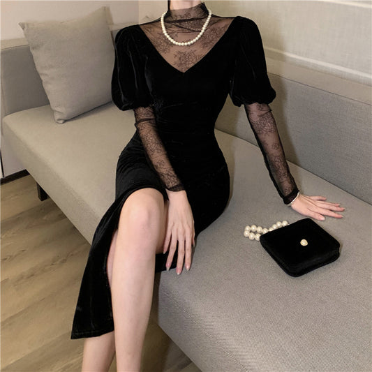 【Dress】フェイクレイヤードワンピース　W13803
