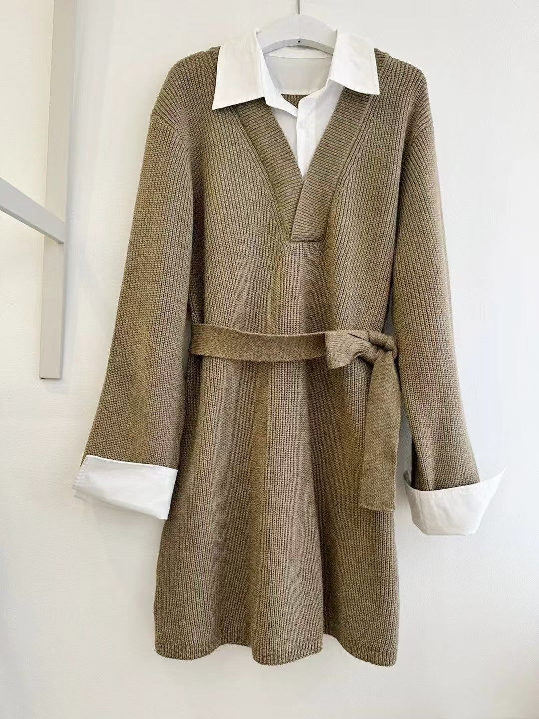 【Dress】フェイクレイヤードニットワンピース　Ｗ14432