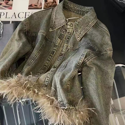 【Outer】ファーデニムジャケット　Ｗ13496