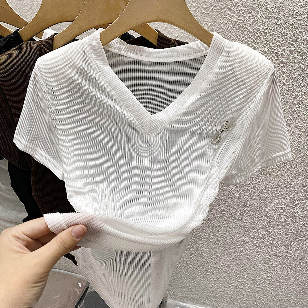 【Tops】VネックＴシャツ    W12343