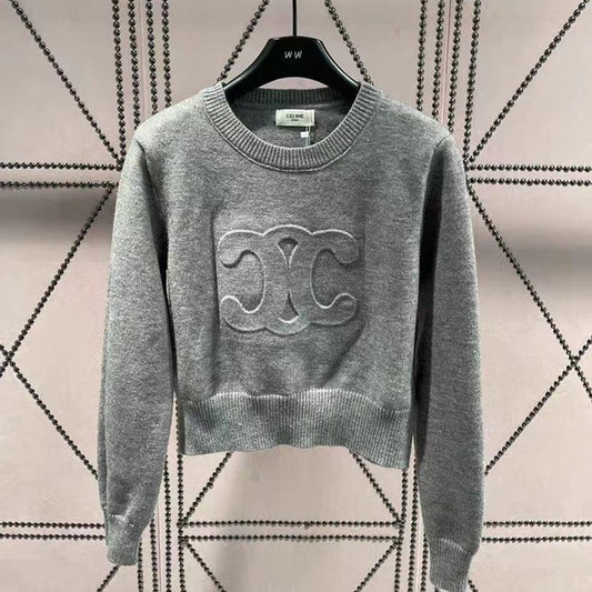 【Tops】3色ラウンドネック長袖ニットセーター    W13397