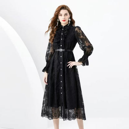 【Dress】ロング丈レースワンピース    W14440