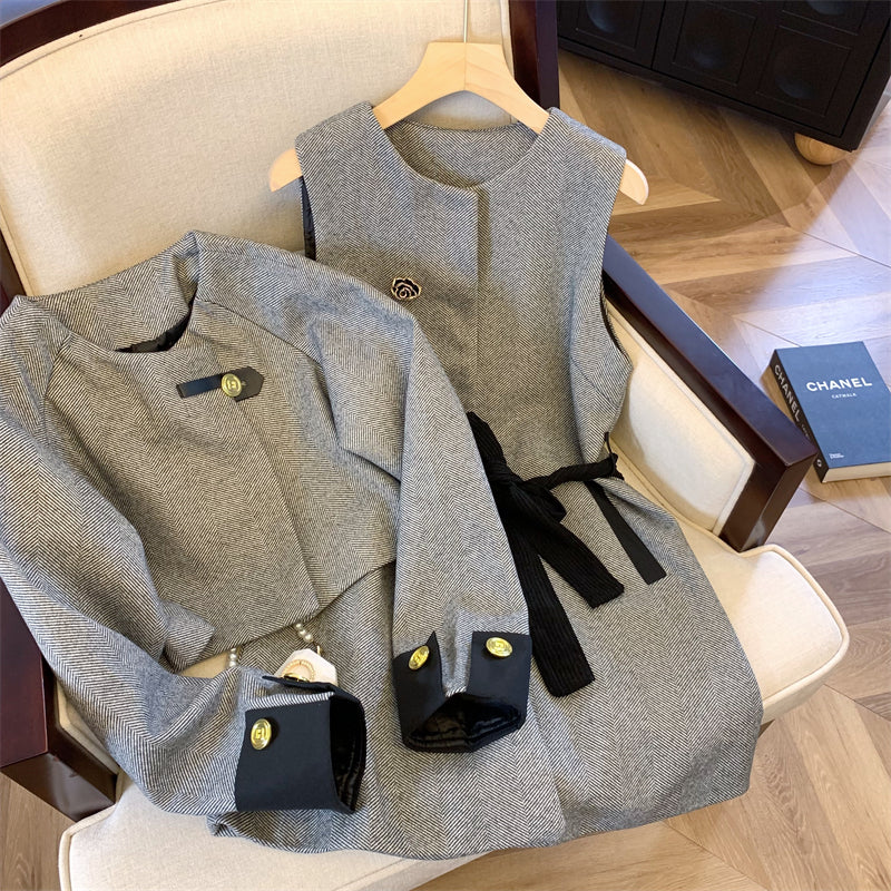 【Set】ジャケット+ワンピース　2点セット　W14518
