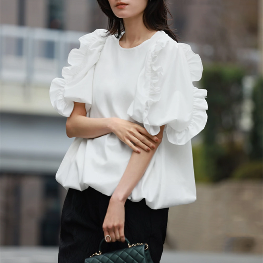 【Tops】パフスリーブシャツ　W13478