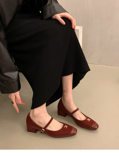 【shoes】チャンキーヒールパンプス　N2484