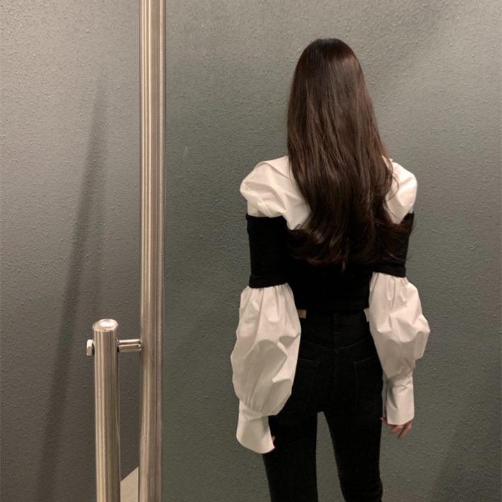 【Tops】フェイクレイヤードシャツ　 W13431