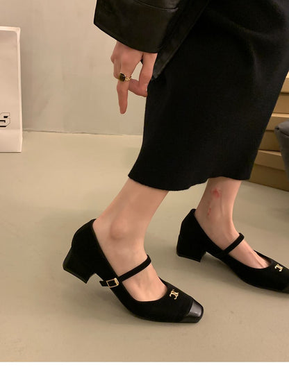 【shoes】チャンキーヒールパンプス　N2484