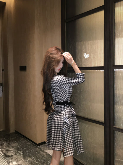 【Dress】チェック柄デートワンピース 　W14670