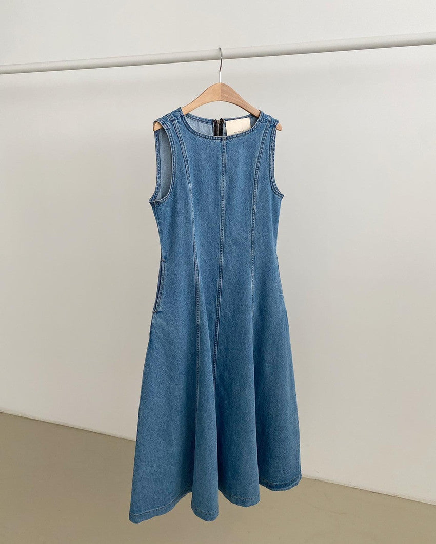 【Dress】ノースリーブデニムワンピース   W13094