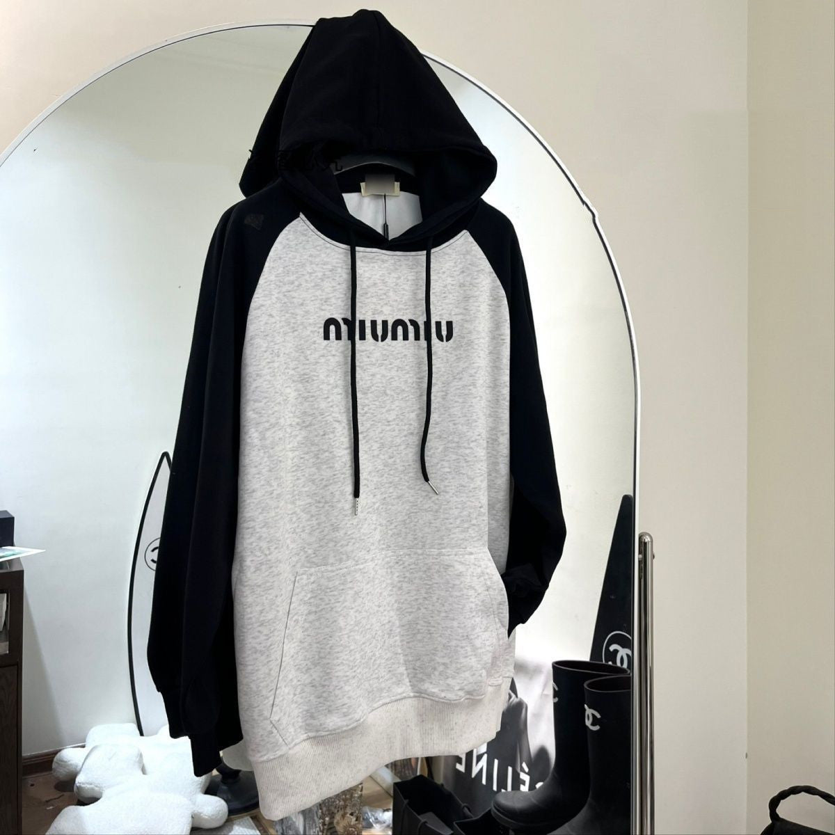 【Tops】配色フーディー　Ｗ14705