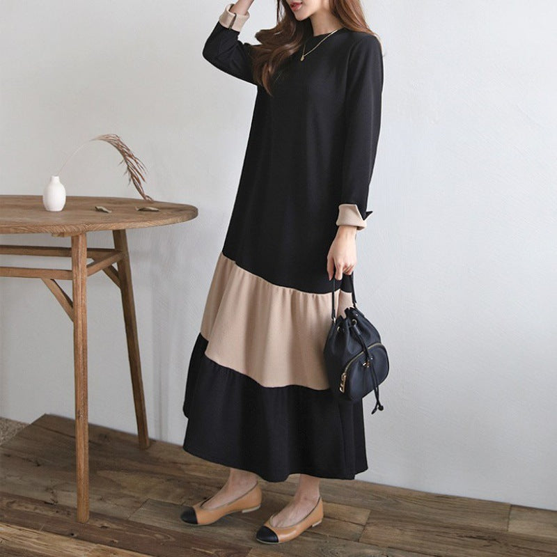 【Dress】ロング丈配色ワンピース　Z7836