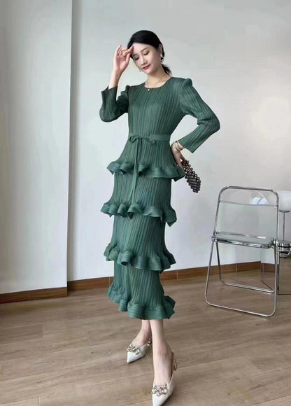 【Dress】気質フリル長袖ワンピース　Ｗ14107