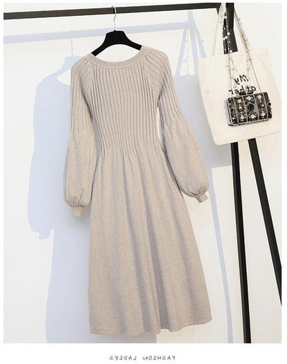 【Dress】ランタンスリーブニットワンピース　Ｗ9490