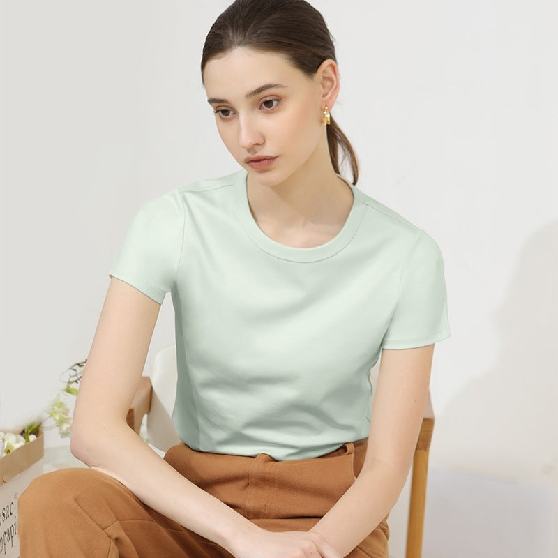 【Tops】無地ラウンドネックTシャツ T01656