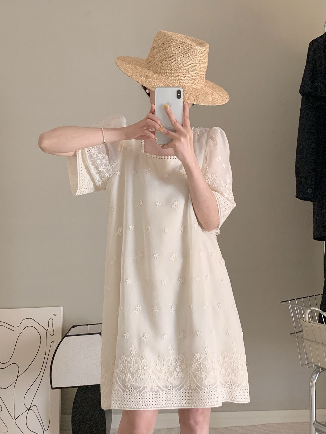 【Dress】花柄パフスリーブワンピース T01377