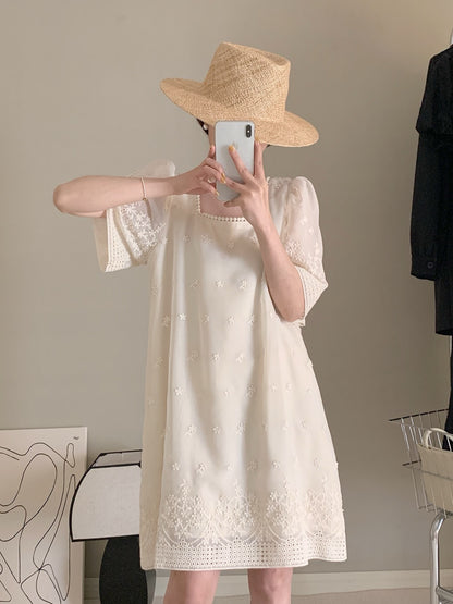 【Dress】花柄パフスリーブワンピース T01377