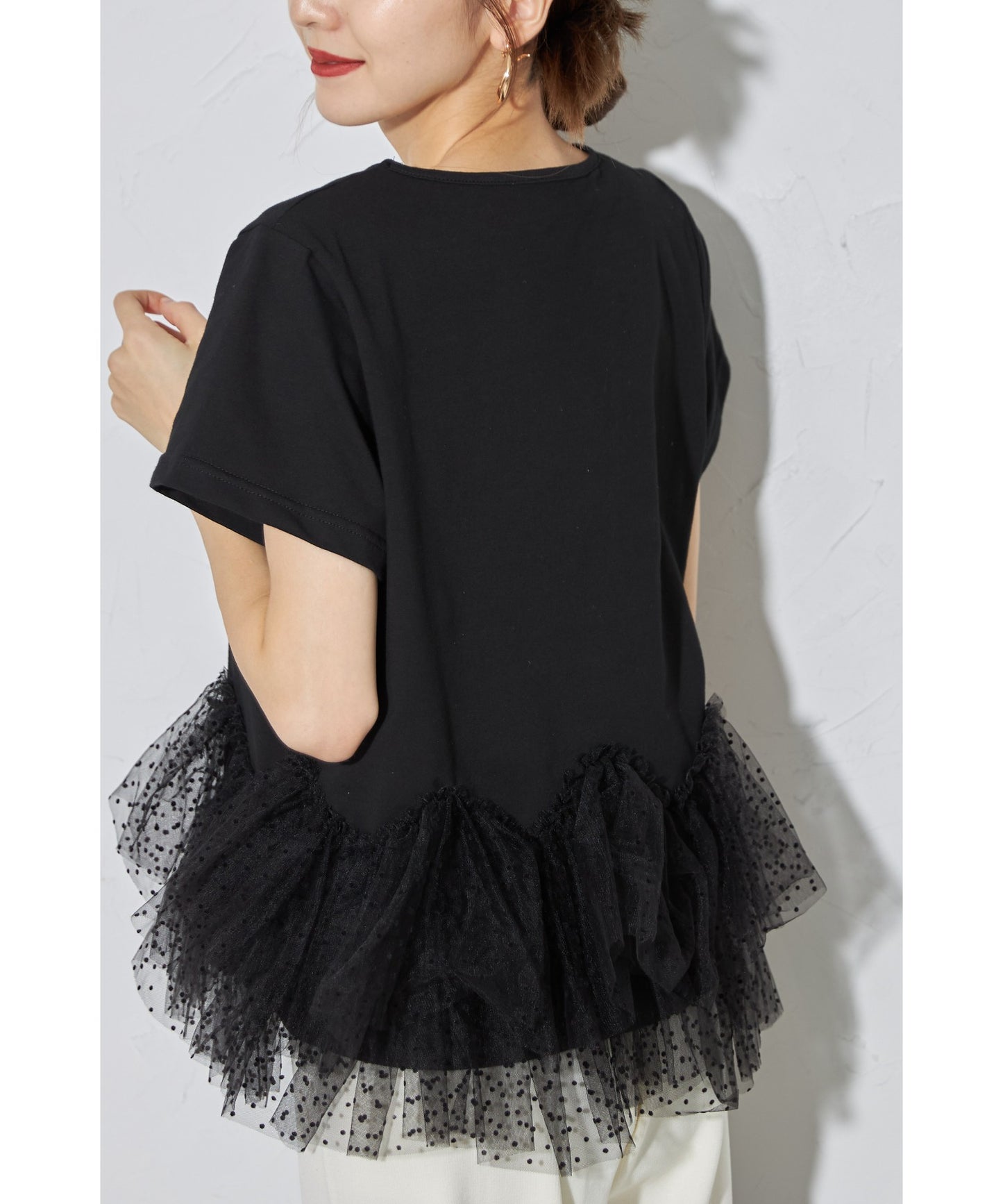 【Tops】スプライスメッシュTシャツ T01671
