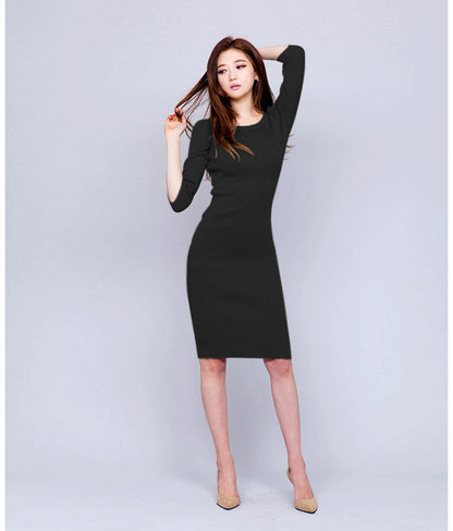 【Dress】新入荷無地シンプルワンピース    W8243