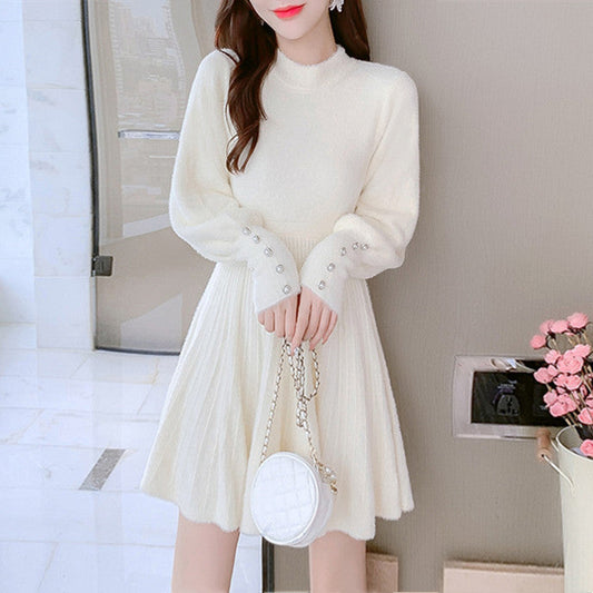 【Dress】3色Aラインニットワンピース　W9439
